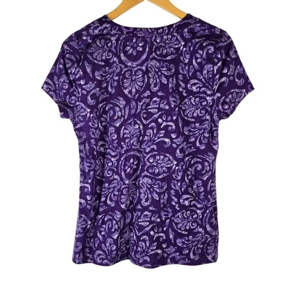 St. John's Bay Lavender Paisley V-Neck Tee - Picture 2 of 6